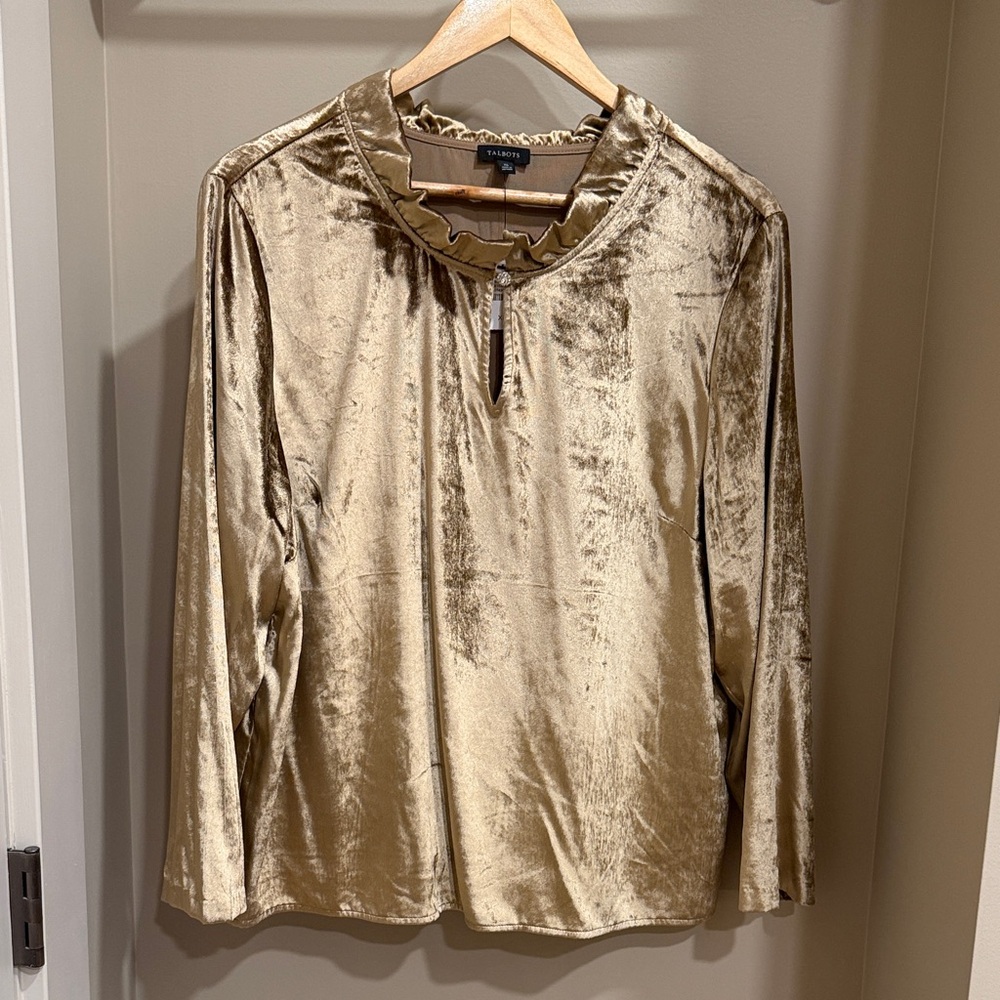 Talbots Gold Velvet Blouse